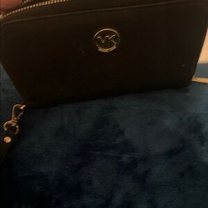 Michael Kors Black Wristlet with Gold Hardware